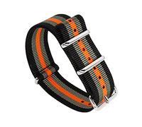 Bumdenuu 18/20/22/24mm Cinturino Nato in nylon intrecciato sportivo Cinturino impermeabile leggero per orologi meccanici, Nero+Grigio+Arancio-Argento, 24mm