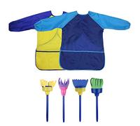 Bumdenuu 6 Pezzi Camiciotti per Bambini Pennelli Artistici Artisti Impermeabili Grembiuli da Pittura Lunga con 3 Tasche per Età 3-5