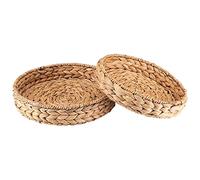 Bumdenuu Vassoio Intrecciato Rotondo da 2 Pezzi nel Giacinto d'Acqua di Alghe Set 33 Cm + 28 Cm di Diametro Ciotola di Frutta