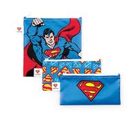 Bumkins - Borsa per snack riutilizzabile, 3 pezzi, motivo: DC Comics, Superman