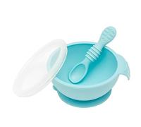 Bumkins Bumkffl-Blu First Feeding Set With Spoon And Lid, Blue