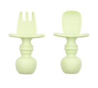 Bumkins Bumkin silicone masticare, forchetta per bambini e set di cucchiai, utensili per l'allenamento, fase di svezzamento guidata dal bambino 1 per 6 mesi +, verde - 22 g