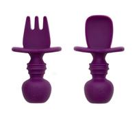 Bumkins Bumkin silicone masticare, forchetta per bambini e set di cucchiai, utensili per l'allenamento, fase di svezzamento guidata dal bambino 1 per 6 mesi +, viola - 22 g