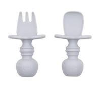 Bumkins Bumkin silicone masticare, forchetta per bambini e set di cucchiai, utensili per l'allenamento, fase di svezzamento guidata dal bambino 1 per 6 mesi +, grigio - 22 g