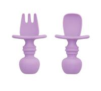 Bumkins Bumkin silicone masticare, forchetta per bambini e set di cucchiai, utensili per l'allenamento, fase di svezzamento guidata dal bambino 1 per 6 mesi +, lavanda - 22 g