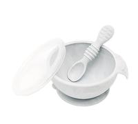 Bumkins, ciotola in silicone con ventosa, set con coperchio e cucchiaino, senza BPA e adatta a microonde, per la pappa dei neonati