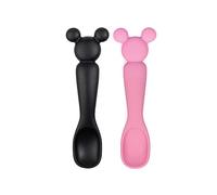 Bumkins Disney - Set di utensili per bambini, in silicone, con punta morbida, da masticare, per svezzare a LED, accessori per l'allenamento, Essentials First Eating, 4 Mos, 2 pezzi Minnie