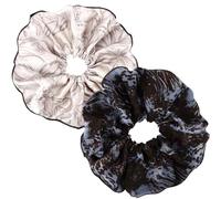 Bumlofa Set di 2 elastici per capelli da donna, texture setosa + motivi retrò per elastici per capelli ragazze