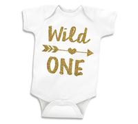 Bump and Beyond Designs - Completo per il primo compleanno di una neonata, body Wild One, bianco, 12-18 mesi