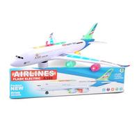 Bump and Go - Aereo giocattolo realistico con luci e suoni 4D, giocattolo per bambini dai 3 ai 12 anni, cambio automatico di direzione in caso di collisione, ottimo regalo per ragazzi e ragazze (blu)