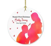 Bump's First Christmas Ornament Gift for New Dad New Mom, data di scadenza personalizzata e nome Bump Baby in arrivo 2026, ornamento natalizio personalizzato per annuncio di gravidanza per marito