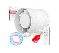 BUMSOU Estrattore Aria 100mm Bidirezionale 6 Velocità Telecomando - Ventola Aspirazione Silenzioso Potente con Protezione dal Surriscaldamento, Ventilatore a Condotto, Aspiratore Bagno Cucina Tenda