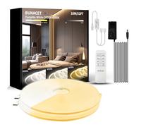 BUNACET Neon Strisica LED 16M 24V, Dimmerabile Impermeabile IP65 Nastri LED 3000K-6500K Bianco Caldo a Freddo con Telecomando RF, Alimentatore, Luci LED Silicone per Casa Camera Cucina, 2 * 8M