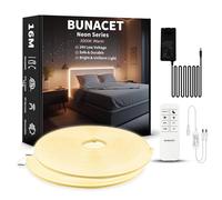 BUNACET Neon Strisica LED 16M 24V, Dimmerabile Impermeabile IP65 Nastri LED 3000K Bianco Caldo con Telecomando RF, Alimentatore, Luci LED Silicone per Casa Camera Cucina, 2 * 8M