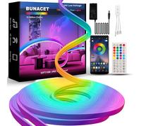 BUNACET RGB+IC Neon Strisica LED 16M 24V, Neon LED RGB+IC Dimmerabile Flessibile Impermeabile IP65 con App Intelligente, Alimentatore, Telecomando RF, Striscia LED Silicone RGB+IC per Cucina, Giochi