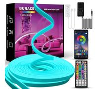 BUNACET Striscia LED Neon RGB 16M 24V, Striscia Neon LED Flessibile Impermeabile IP65 con App Intelligente, Alimentatore, Telecomando RF, Silicone RGB per Cucina, Giochi