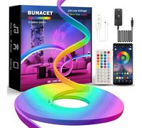 BUNACET Striscia LED RGB+IC Neon 8M 24V, Dimmerabile Flessibile Impermeabile IP65 Con App Intelligente, Alimentatore, Telecomando, Per Cucina, Giochi