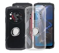 BUNAL Cover per Cubot KingKong Star (6.78"), 2 Custodia per Antiurto Antigraffio Protettiva Case Ultra Sottile Silicone Custodie con Anello supporto per telefono regolabile a 360° - Nero+Transparent