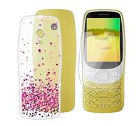 BUNAL Cover per Nokia 3210 2024 (2.40") + Vetro Temperato(2 pezzi), Custodia per Telefono Antiurto Antiscivolo Case Protettiva in Morbido Silicone + Pellicola - Pieno d'amore
