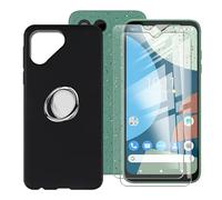 BUNAL Custodia per Fairphone 4 (6.30") + (2 pezzi) Pellicola Vetro Temperato, Nero Custodia per Telefono, Custodia Protettiva con Anello supporto per telefono regolabile a 360°-Nero