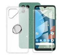 BUNAL Custodia per Fairphone 4 (6.30") + Pellicola Vetro Temperato, Bianco Traslucido Custodia per Telefono con Anello supporto per telefono regolabile a 360°-Bianco Traslucido