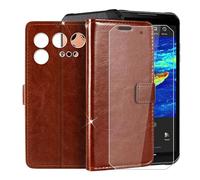 BUNAL Custodia per IIIF150 Raptor (6.80")+ Pellicola Vetro Temperato,Custodia a Portafoglio in Pelle con Scomparti per Contanti e Carte di Credito in Morbido TPU con Funzione Supporto-Marrone