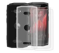 BUNALFaa Cover per Crosscall Core M5 (4.95") + (2 pezzi) Vetro Temperato, 2 Custodia per Antiurto Antigraffio Protettiva Case Ultra Sottile Silicone Cover + Pellicola - Nero+Transparent