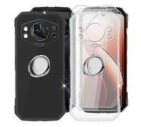 BUNALFaa Cover per Doogee S118 (6.58") + (2 pezzi) Vetro Temperato, 2 Custodia per Antiurto Protettiva Case Ultra Sottile Silicone con Anello Supporto per Telefono - Nero+Transparent