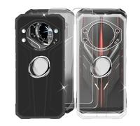 BUNALFaa Cover per Doogee S119 (6.72") + (2 pezzi) Vetro Temperato, 2 Custodia per Antiurto Protettiva Case Ultra Sottile Silicone con Anello Supporto per Telefono - Nero+Transparent