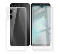 BUNALFaa Cover per HMD Arc 4G (6.52") + Vetro Temperato (3 pezzi), Custodia Telefono Antiurto Antiscivolo Case Protettiva in Morbido Silicone - Transparent