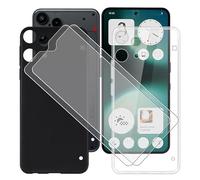 BUNALFaa Cover per Nothing Phone (3a) Lite 5G (6.77") + (2 pezzi) Vetro Temperato, 2 Custodia per Antiurto Antigraffio Protettiva Case Ultra Sottile Silicone Cover + Pellicola - Black+Transparent