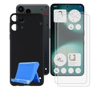 BUNALFaa Cover per Nothing Phone (3a) Lite 5G (6.77") + (2 pezzi) Vetro Temperato, Custodia per Antiurto Antigraffio Protettiva Case Ultra Sottile Black Silicone Cover con Supporto per Cellulare