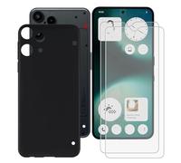 BUNALFaa Cover per Nothing Phone (3a) Lite 5G (6.77") + (2 pezzi) Vetro Temperato Pellicola, Custodia per Antiurto Antigraffio Protettiva Case Ultra Sottile Silicone Cover - Black