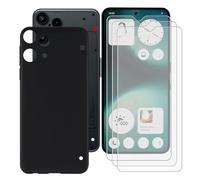 BUNALFaa Cover per Nothing Phone (3a) Lite 5G (6.77") + (3 pezzi) Vetro Temperato Pellicola, Custodia per Antiurto Antigraffio Protettiva Case Ultra Sottile Silicone Cover - Black