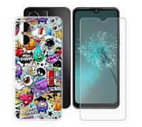 BUNALFaa Custodia per HMD Arc 4G (6.52") + con Vetro Temperato Protezioni schermo, Case Antiurto Morbido Cover Clear Silicone Bumper Protettiva -affollato