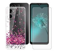 BUNALFaa Custodia per HMD Arc 4G (6.52") + con Vetro Temperato Protezioni schermo, Case Antiurto Morbido Cover Clear Silicone Bumper Protettiva -Cuori multipli