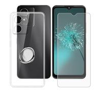 BUNALFaa Custodia per HMD Arc 4G (6.52") + Vetro Temperato 9H Durezza, Cover Antiscivolo Case Protettiva in Silicone TPU con Anello Supporto per Telefono Regolabile a 360°