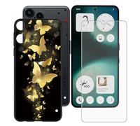 BUNALFaa Custodia per Nothing Phone (3a) Lite 5G (6.77") + con Vetro Temperato Protezioni schermo, Case Black Silicone Morbido Cover Bumper Protettiva Antiurto Antiscivolo -Rifiutare sogni