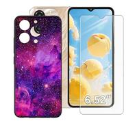 BUNALFaa Custodia per Oukitel C3 (6.52") + con Vetro Temperato Protezioni schermo, Case Black Silicone Morbido Cover Bumper Protettiva Antiurto Antiscivolo -Viaggio oltre