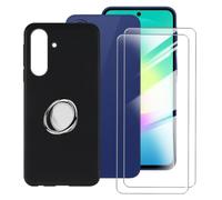 BUNALFaa Custodia per Samsung Galaxy A27 SM-A276B 6.70" Set -Black | Compreso Vetro temperato Film Protettivo 2 pezzi- 1 pezz Chiaro morbido silicone TPU Cover- 1 pezz Supporto per anelli