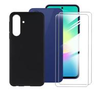 BUNALFaa Custodia per Samsung Galaxy A27 SM-A276B 6.70" Set -Black | Compreso Vetro temperato Film Protettivo 3 pezzi Resistente alle cadute- 1 pezzi morbido Cover silicone TPU Bumper - Nero