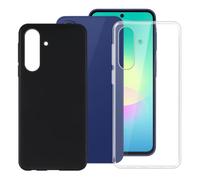 BUNALFaa Custodia per Samsung Galaxy A27 SM-A276B 6.70" Set | Bumper Cover morbido silicone TPU Assorbe gli urti- Resistente ai graffi- Chiaro- Nero Slim fit- Protezione robusta 2 pezzi