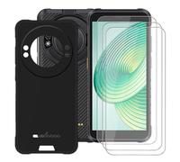 BUNALFaa Custodia per Ulefone RugKing (5.99") Cover Black morbido silicone TPU skin bumper case pelle + 3 Pack HD di Vetro Temperato Pellicola Film Protettivo schermo