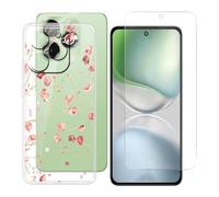 BUNALFaa Custodia per Umidigi Note 100x (6.80") + con Vetro Temperato Protezioni schermo, Case Antiurto Morbido Cover Clear Silicone Bumper Protettiva -Fiori di Carmine