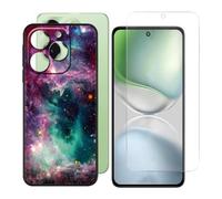 BUNALFaa Custodia per Umidigi Note 100x (6.80") + con Vetro Temperato Protezioni schermo, Case Black Silicone Morbido Cover Bumper Protettiva Antiurto Antiscivolo -Cielo stellato colorato