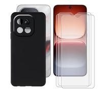 BUNALFaa Custodia per Vivo IQOO 15 Honor Of Kings (6.85") Cover Black morbido silicone TPU skin bumper case pelle + 3 Pack HD di Vetro Temperato Pellicola Film Protettivo schermo