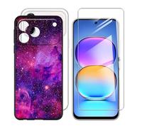 BUNALFaa Custodia per ZTE Nubia V80 Pro (6.75") + con Vetro Temperato Protezioni schermo, Case Black Silicone Morbido Cover Bumper Protettiva Antiurto Antiscivolo -Viaggio oltre