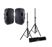 Bundle 806 Kit Audio Per Bar, Pub Coppia Diffusori Amplificati 500w + Coppia Supporti/Stand