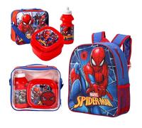 Bundle Bear Set con zaino e portapranzo Spiderman, borsa per il pranzo per bambini, include zaino Spider Man, borsa per il pranzo per ragazzi, bottiglia sportiva e contenitore per sandwich