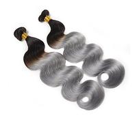 Bundle Capelli Fasci Onda Corpo Argento 100% Capello Umano 1/3 PCS Ombre Grey Estensioni Due Toni Remy Estensioni di acconciatura(14 14 16)